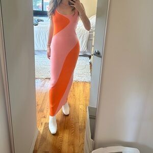 Pink and Orange Colorblock Dress